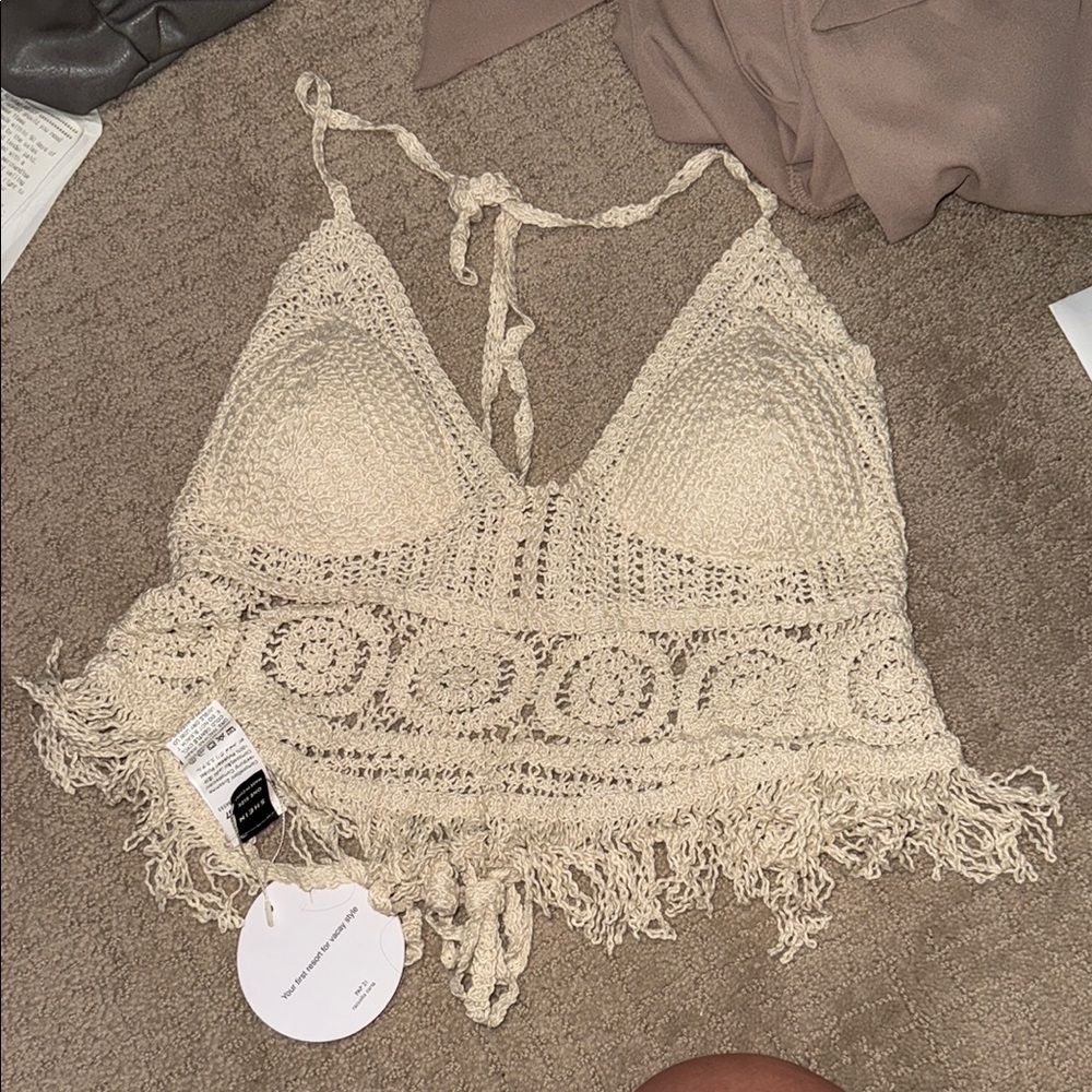 Crochet Fringe Crop Top